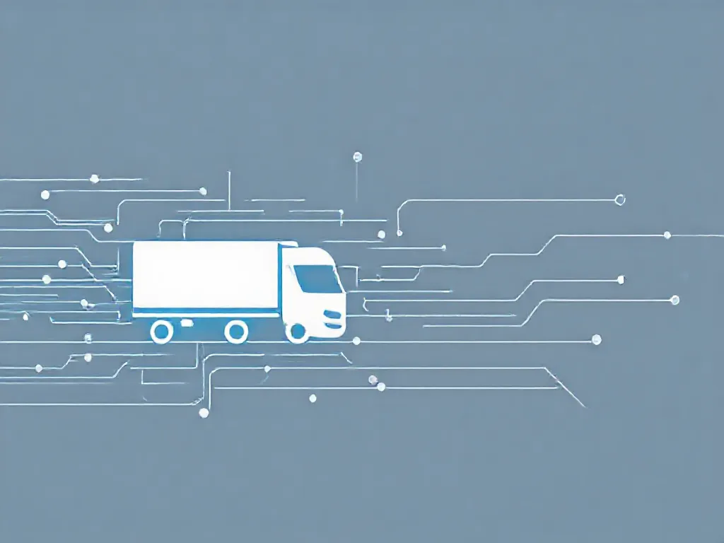 تمثيل تجريدي للوجستيات والتكنولوجيا بأسلوب بسيط.